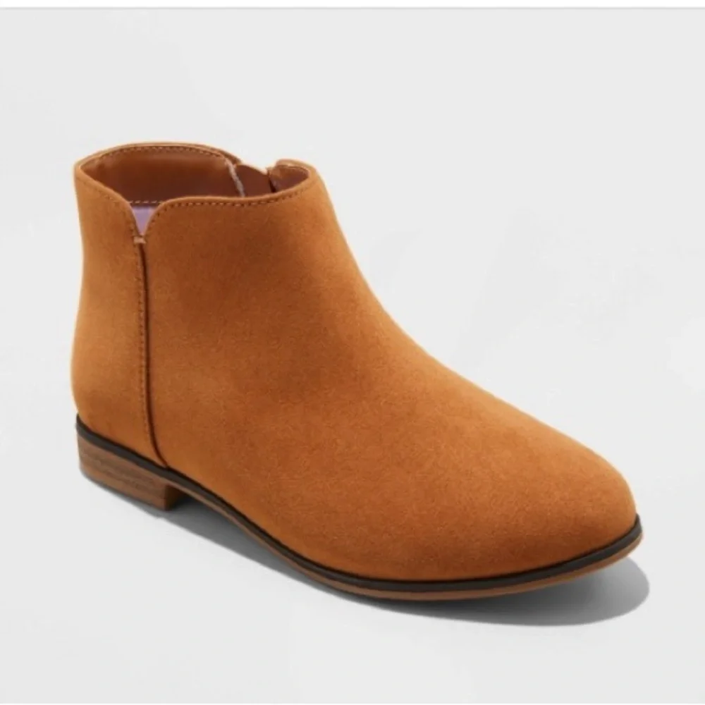 Kids' Opal Zipper Boots - Cat & Jack Cognac Size 3 FLAWED